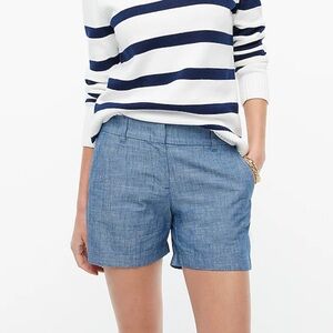 J Crew 5” Classic Chambray Short Medium Wash Blue Flat Front Size 12